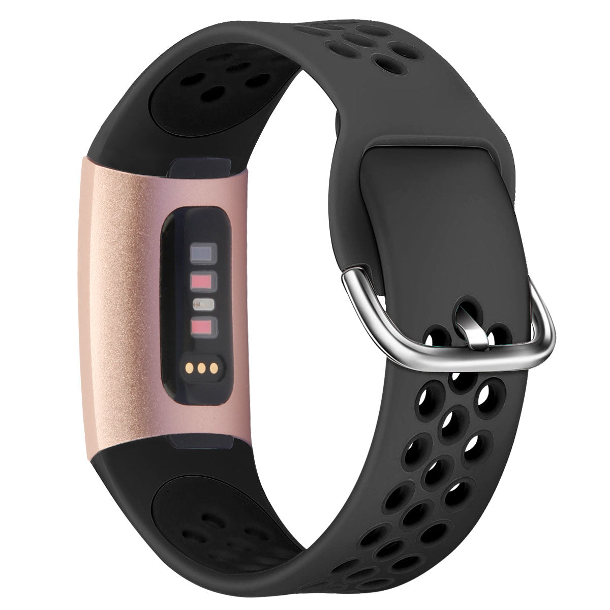 For Fitbit Charge 3 / 4 Watch Band Breathable Silicone Dual Color Wrist Strap Replacement - L / White+Black For Fitbit Charge 3 / 4 Watch Band Breathable Silicone Dual Color Wrist Strap Replacement - L / White+Black